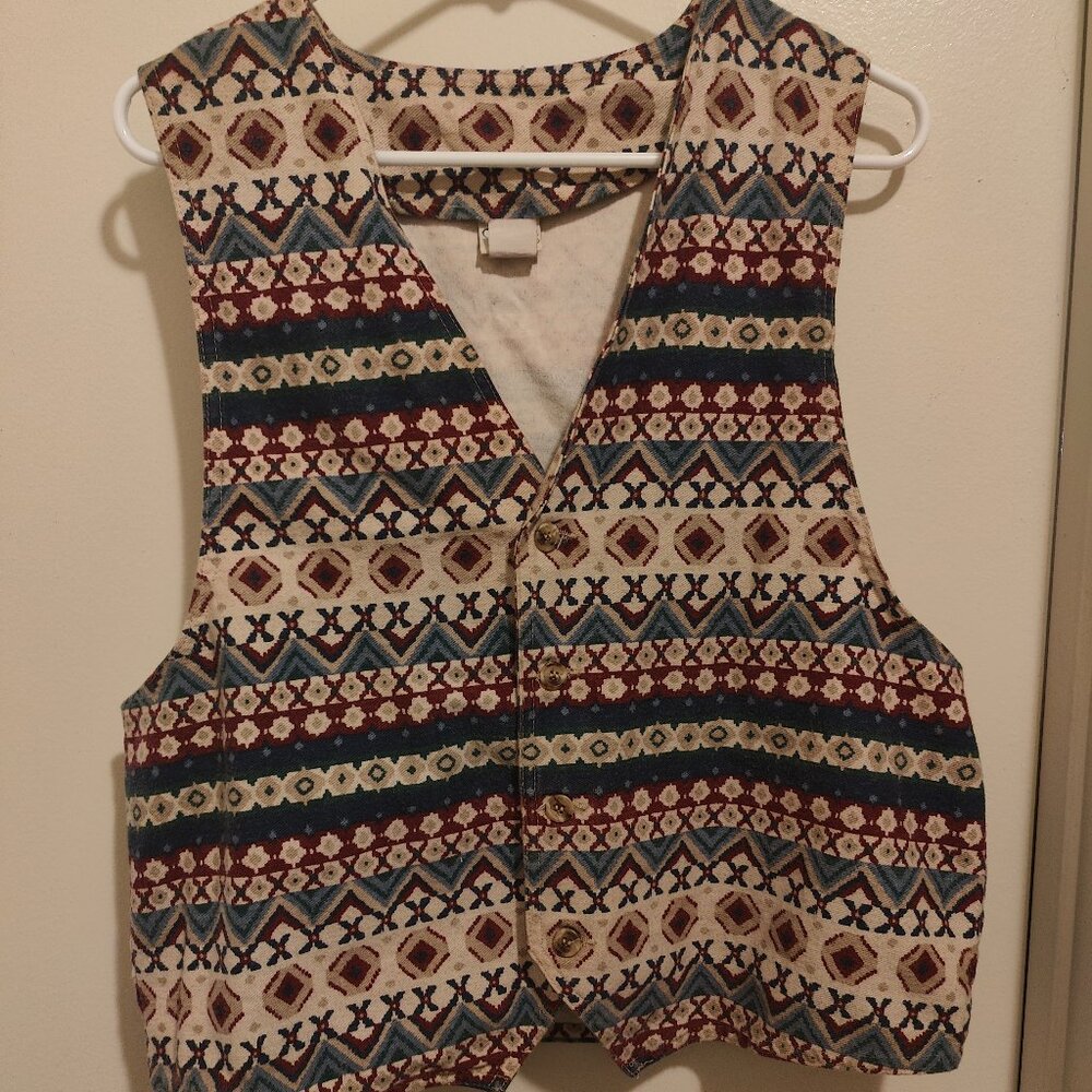 Vintage Southwestern Print Button Vest – Made in USA